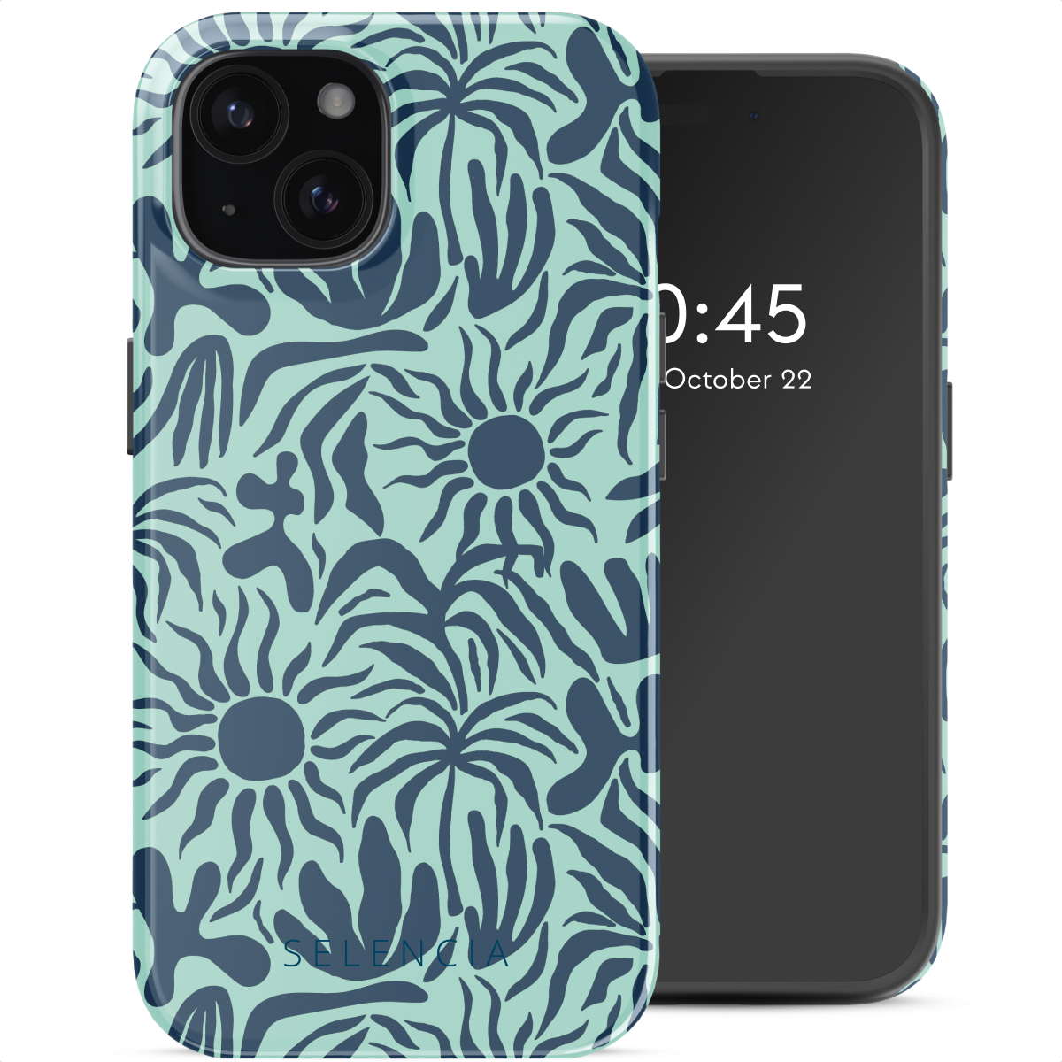 Selencia Coque arrière Vivid avec MagSafe Apple iPhone 15 - Tropical Vibes Light Blue