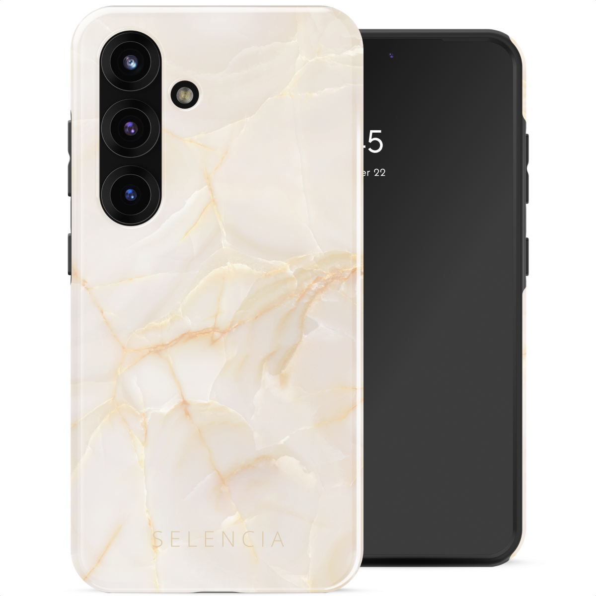 Selencia Coque arrière Vivid Samsung Galaxy S25 - Golden Beige Marble