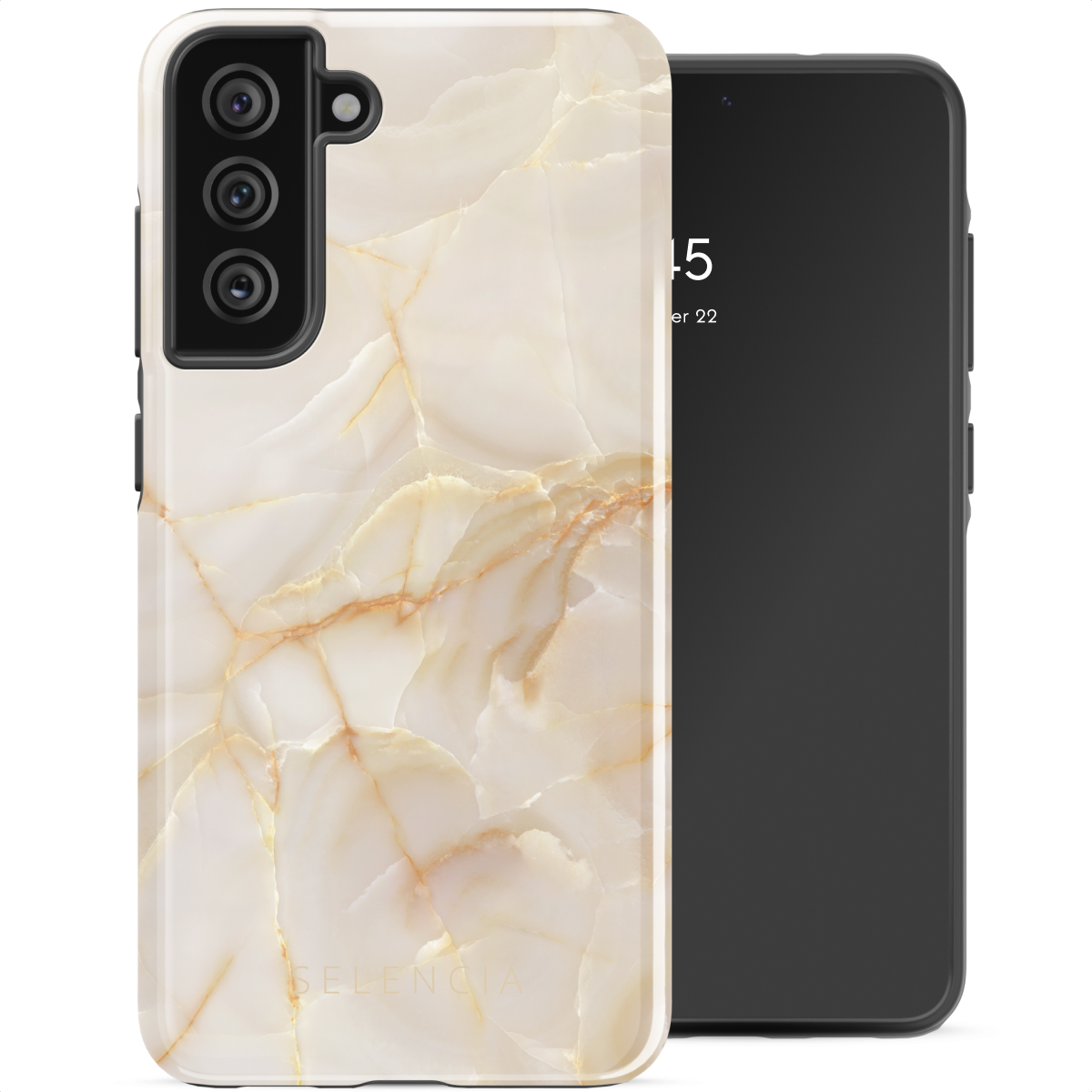 Selencia Coque arrière Vivid Samsung Galaxy S21 FE - Golden Beige Marble