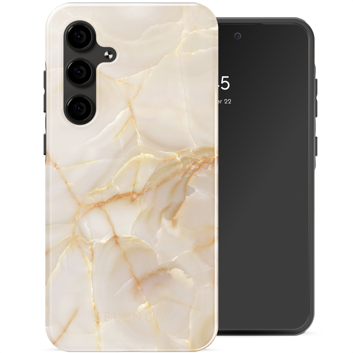 Selencia Coque arrière Vivid Samsung Galaxy S24 FE - Golden Beige Marble