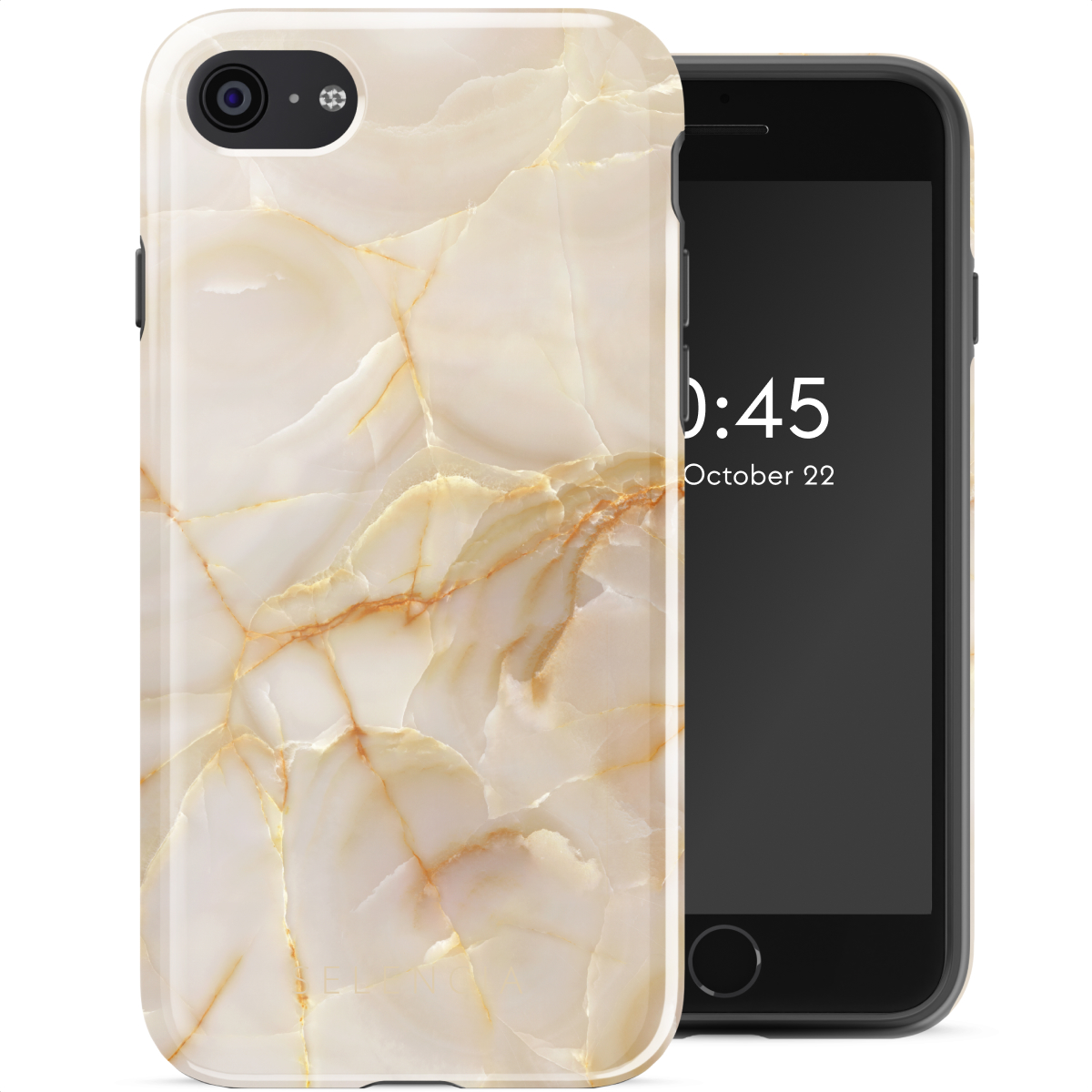 Selencia Coque arrière Vivid Apple iPhone SE (2022 / 2020) / 8 / 7 - Golden Beige Marble