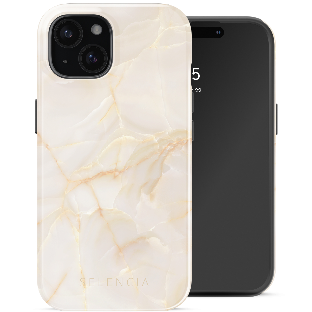 Selencia Coque arrière Vivid avec MagSafe Apple iPhone 15 - Golden Beige Marble