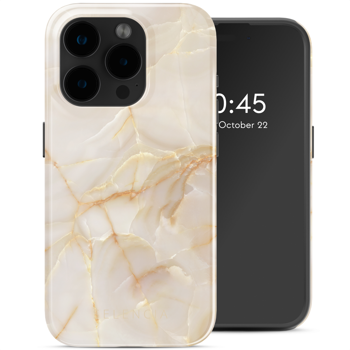 Selencia Coque arrière Vivid avec MagSafe Apple iPhone 15 Pro - Golden Beige Marble