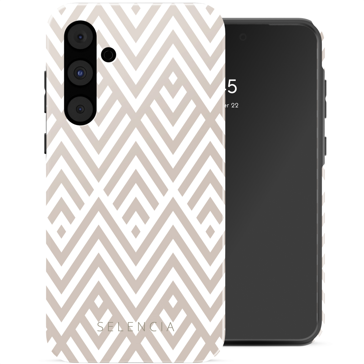 Selencia Vivid Backcover voor de Samsung Galaxy A55 - Beige Zigzag
