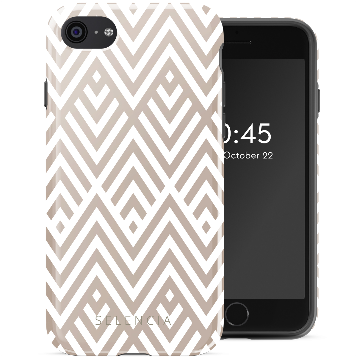 Selencia Coque arrière Vivid Apple iPhone SE (2022 / 2020) / 8 / 7 - Beige Zigzag