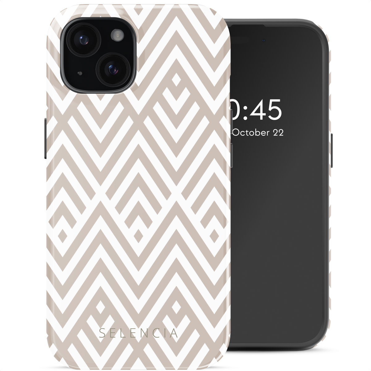 Selencia Coque arrière Vivid avec MagSafe Apple iPhone 15 - Beige Zigzag