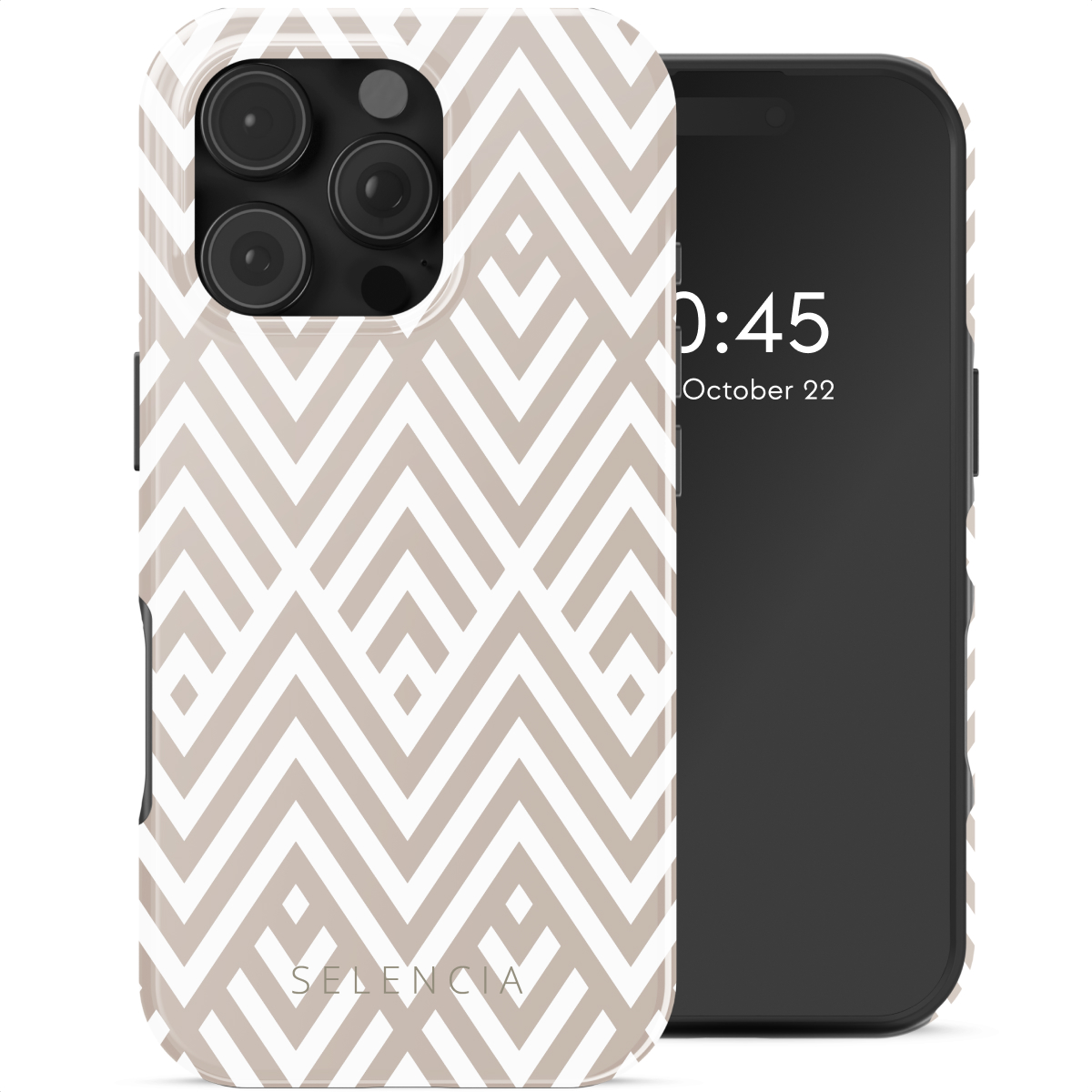Selencia Coque arrière Vivid avec MagSafe Apple iPhone 16 Pro Max - Beige Zigzag