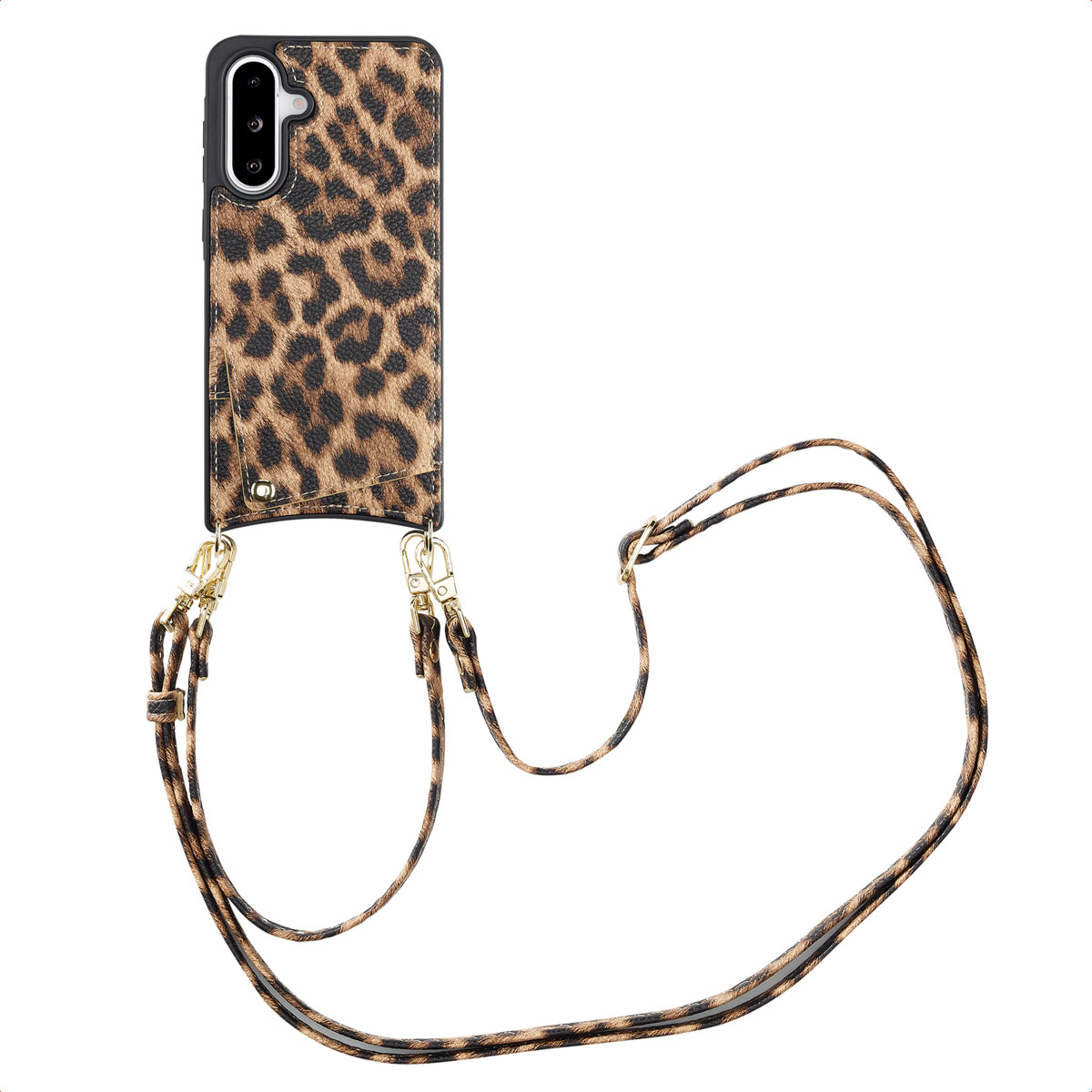 Selencia Nova Telefoonhoes met Koord en Pashouder voor de Samsung Galaxy A36 / A56 - Leopard