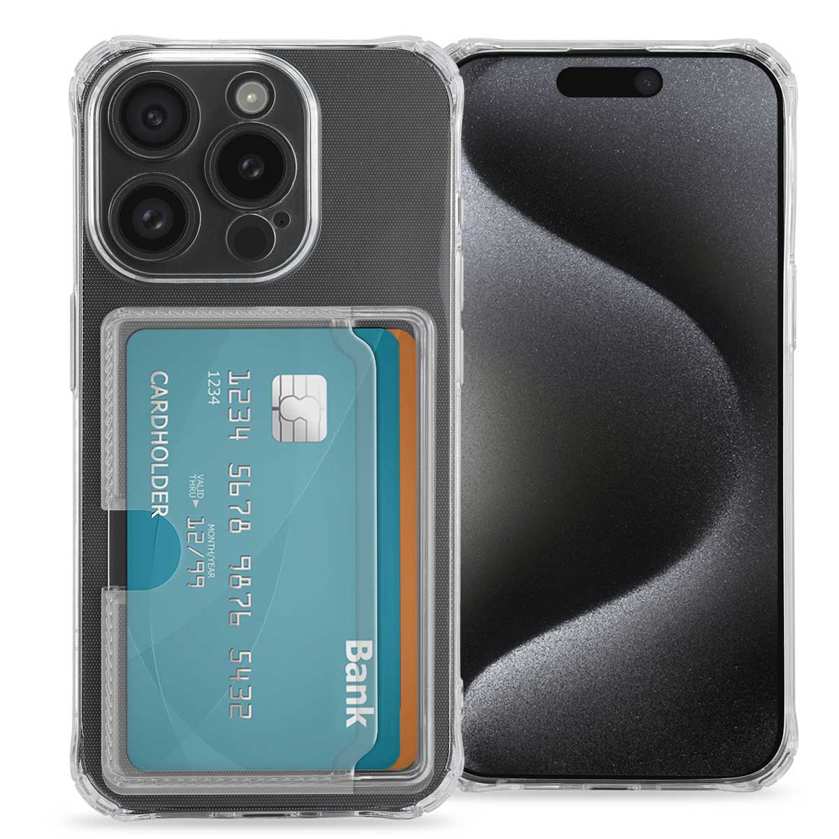 imoshion Softcase Backcover met pasjeshouder voor de Apple iPhone 15 Pro - Transparant