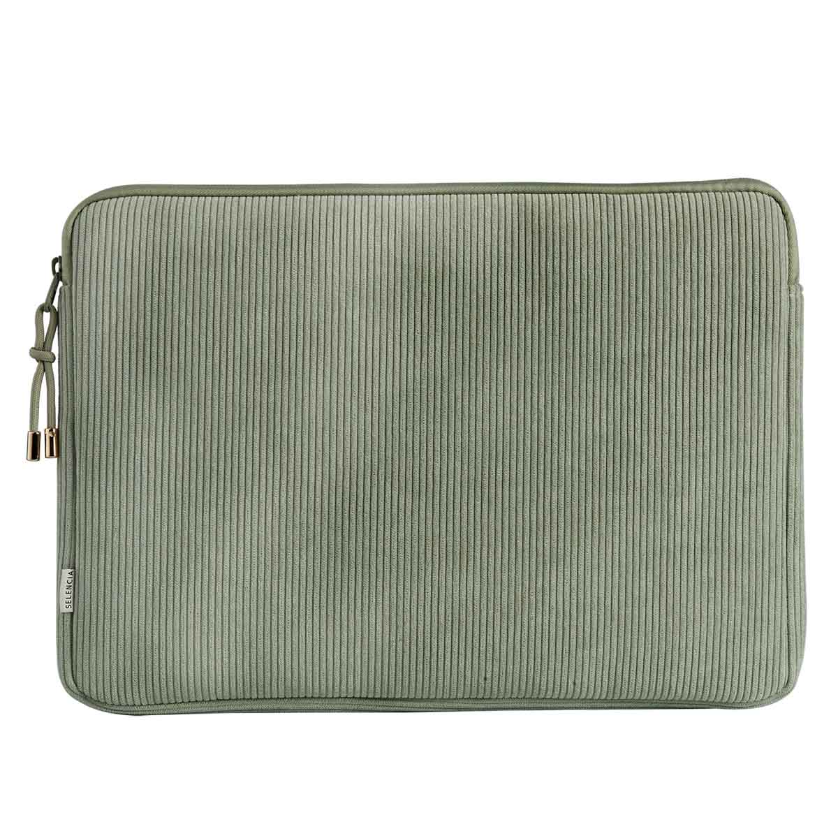 Selencia Corduroy Laptop hoes 13-14 inch - Laptopsleeve - Pistache Cream