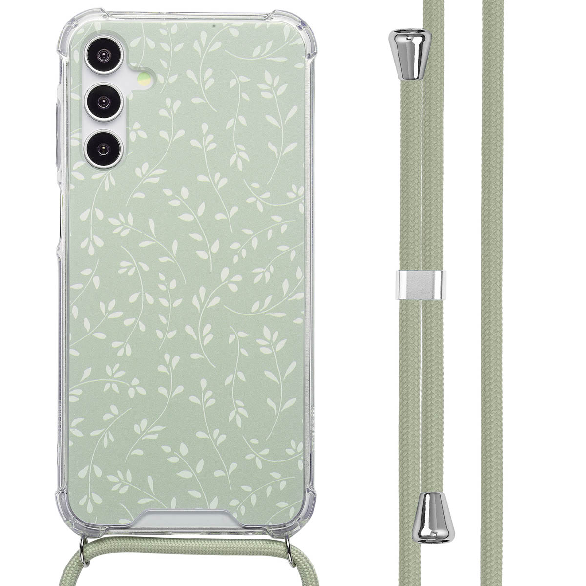 imoshion Coque Design avec cordon Samsung Galaxy A15 (5G) - Smoke Green Flowers