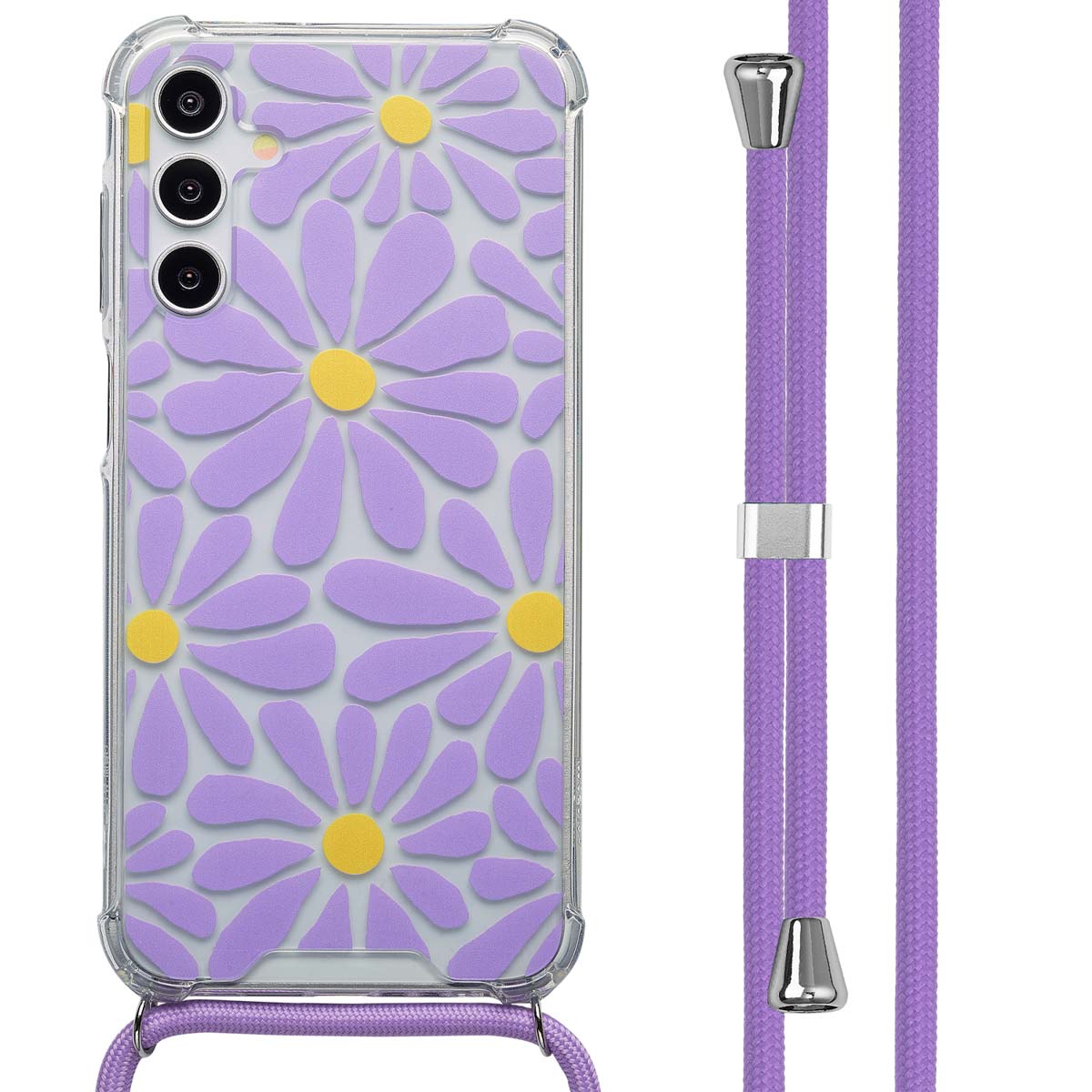 imoshion Coque Design avec cordon Samsung Galaxy A15 (5G) - Tropical Violet Flowers Connect