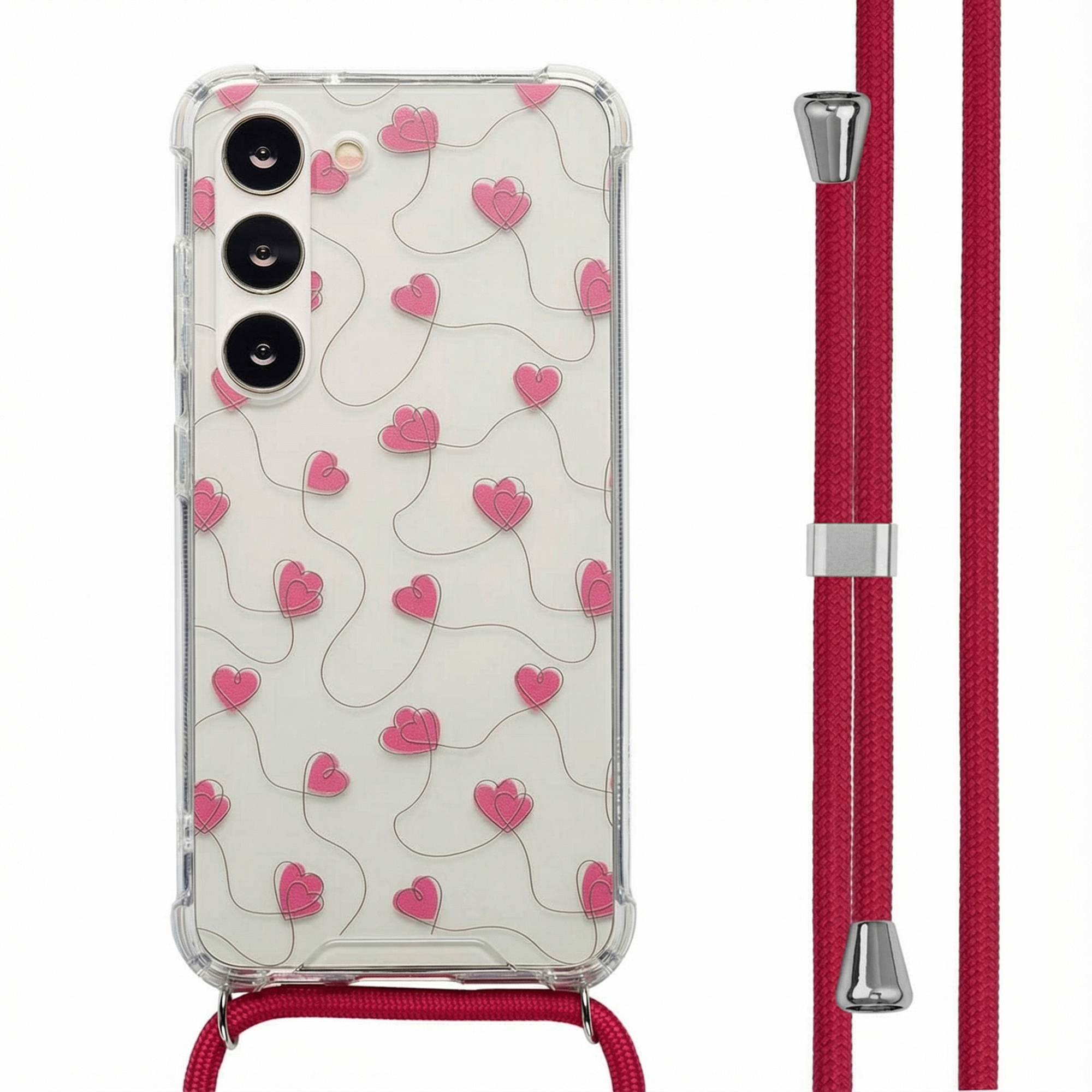 imoshion Design hoesje met koord voor de Samsung Galaxy S23 - Dusty Rose Connected Hearts