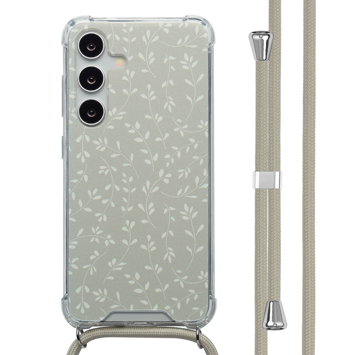imoshion Design hoesje met koord voor de Samsung Galaxy S24 - Smoke Green Flowers