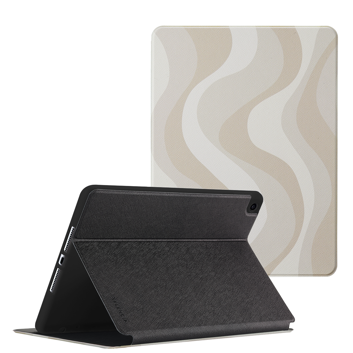 Selencia Vivid tablethoes voor de Apple iPad 9 (2021) 10.2 inch / iPad 8 (2020) 10.2 inch / iPad 7 (2019) 10.2 inch - Desert Waves Beige