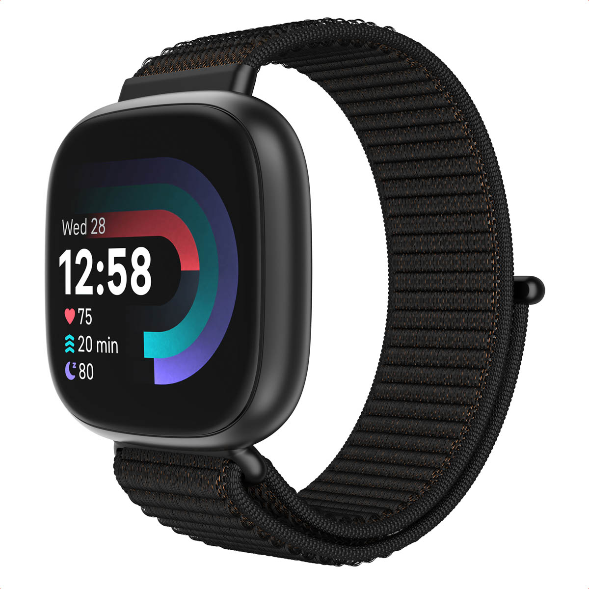 imoshion Bracelet en nylon Fitbit Versa 4/ 3 / Sense (2) - Noir