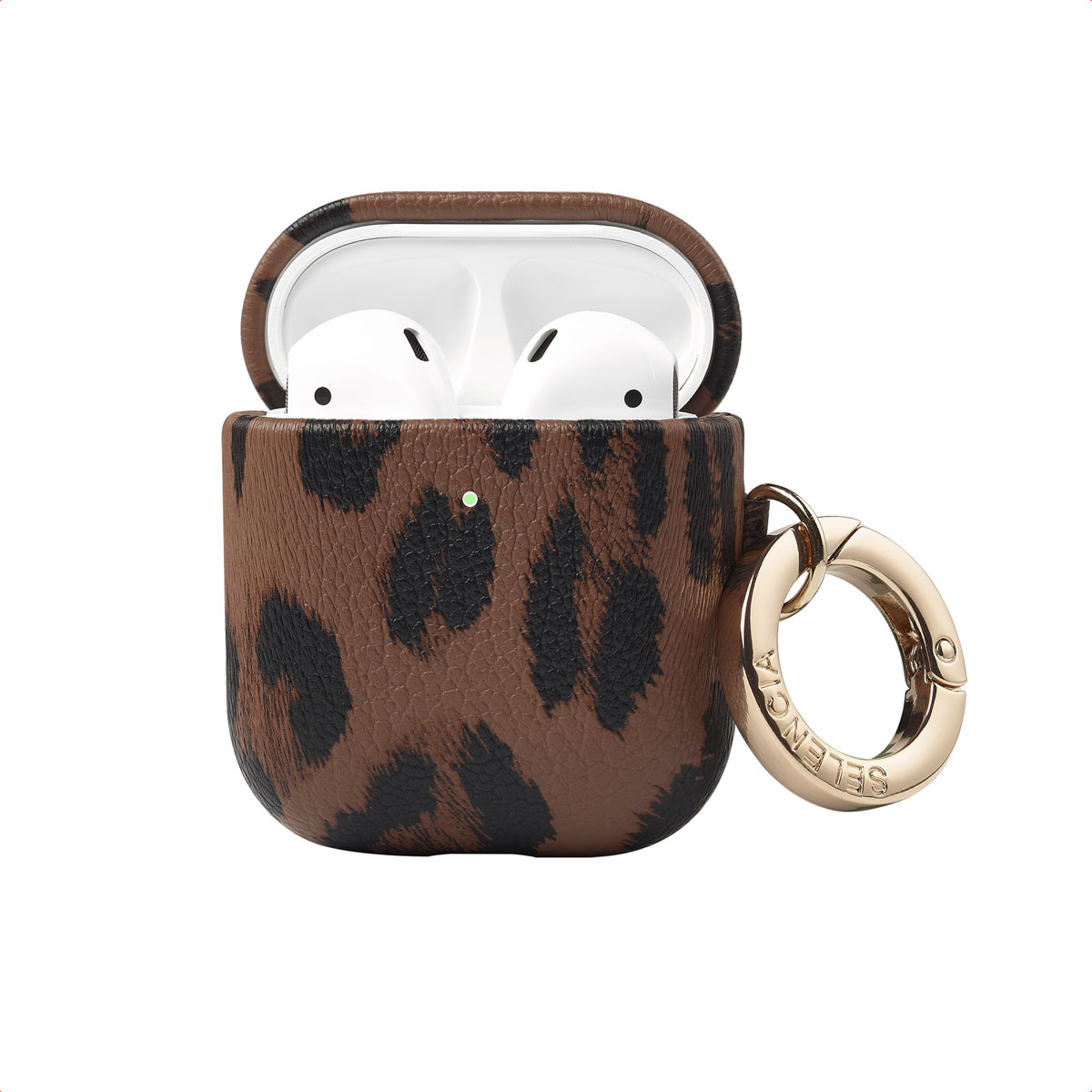 Selencia Coque Sabi motif panthère  Apple Airpods 1 / 2 - Mocha Brown