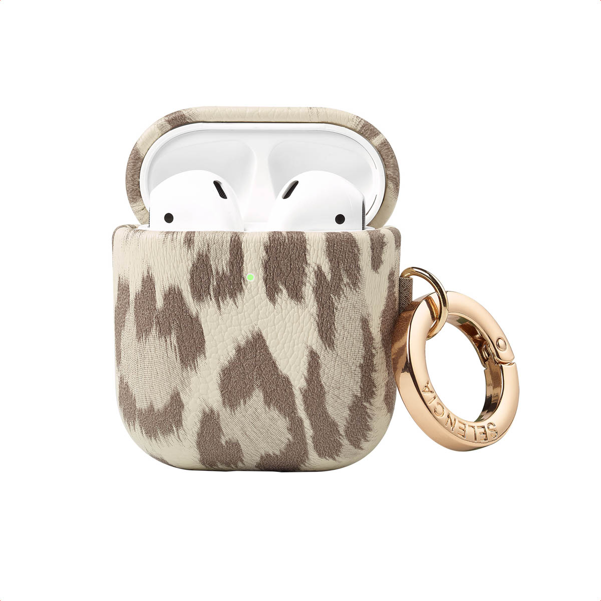 Selencia Coque Sabi motif panthère Apple Airpods 1 / 2 - Soft Ivory