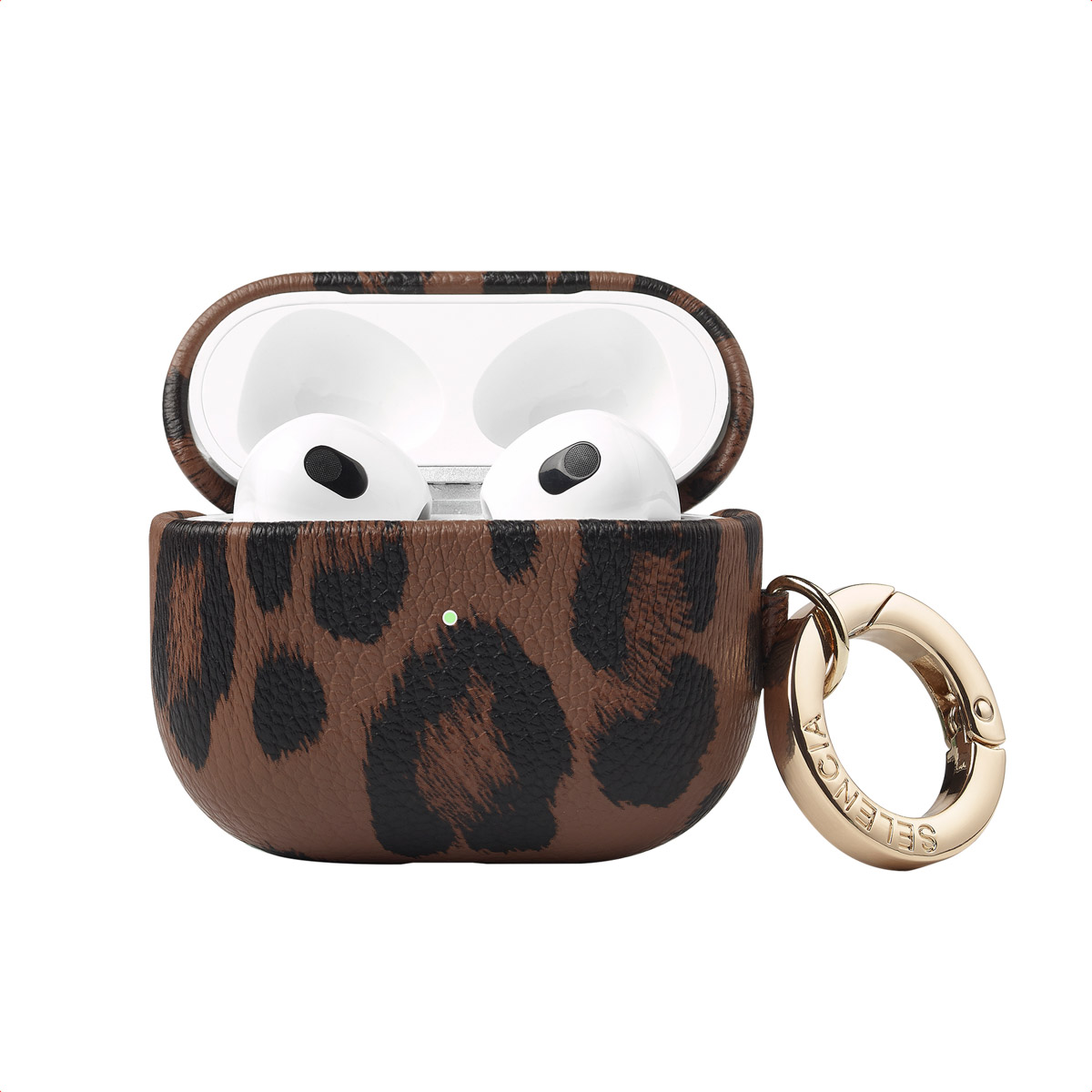 Selencia Coque Sabi motif panthère  Apple Airpods 3 - Mocha Brown