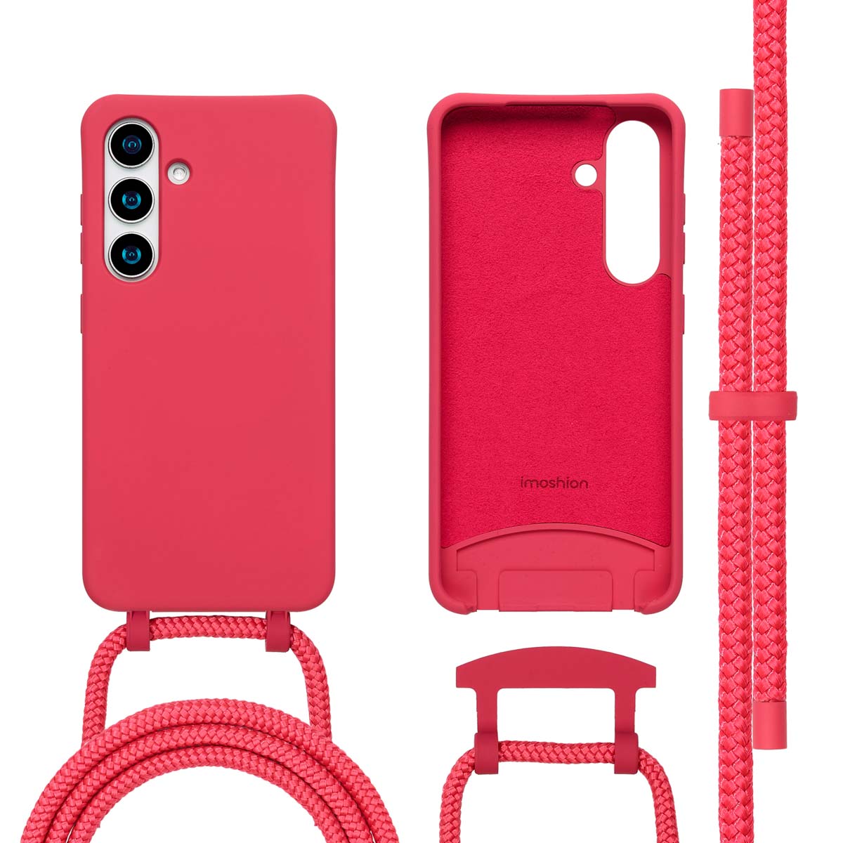 imoshion Coque arrière Color avec cordon amovible et MagSafe Samsung Galaxy S25 / S24 - Red Raspberry