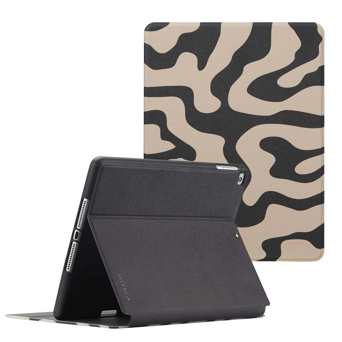 Selencia Vivid tablethoes voor de Apple iPad 6 (2018) 9.7 inch / iPad 5 (2017) 9.7 inch - Art Wave Black