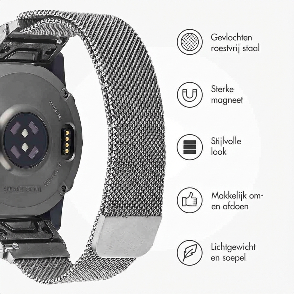 imoshion QuickFit® Milanees bandje - Garmin 20 mm aansluiting - Maat L/XL - Zilver