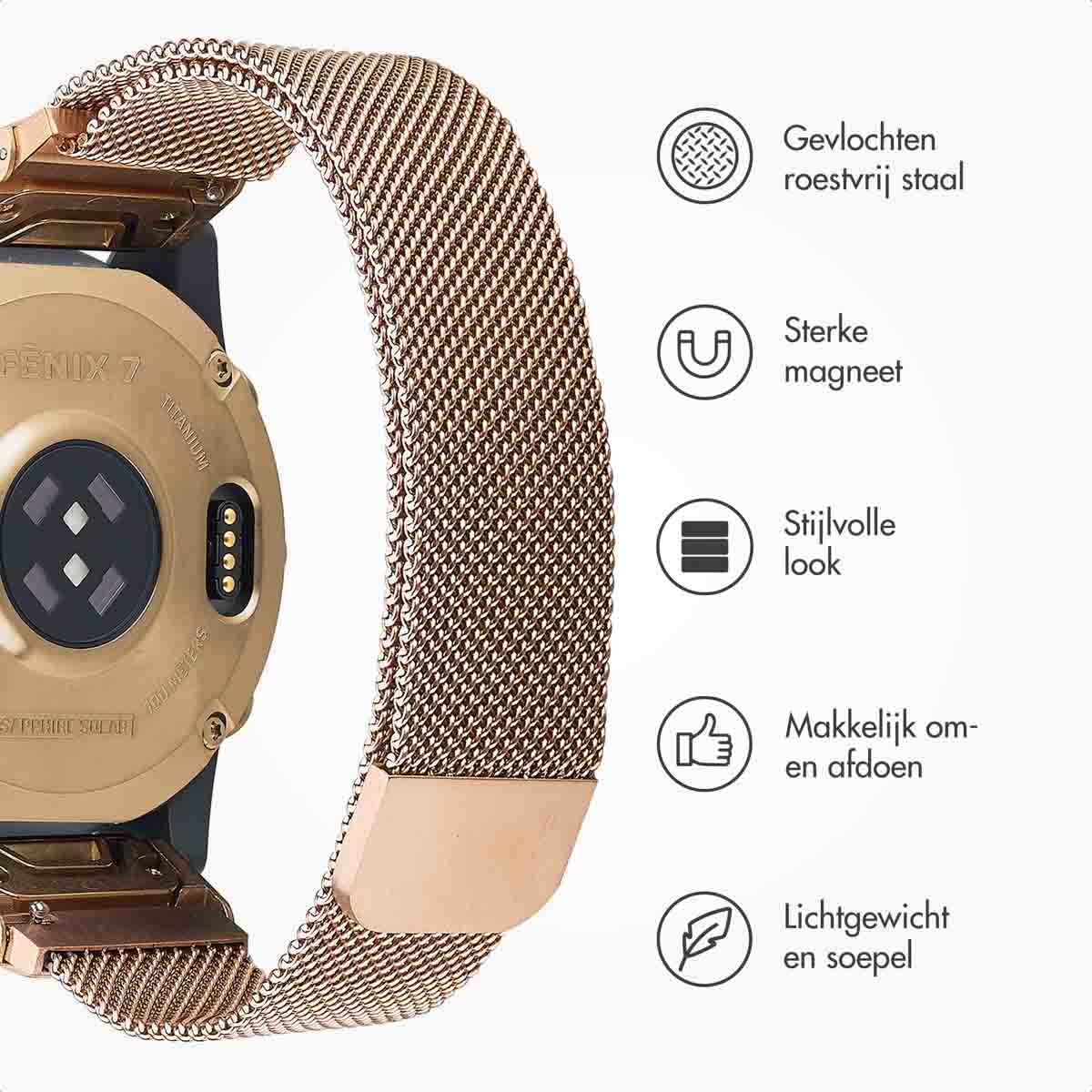 imoshion QuickFit® Milanees bandje - Garmin 22 mm aansluiting - Maat L/XL - Rose Gold