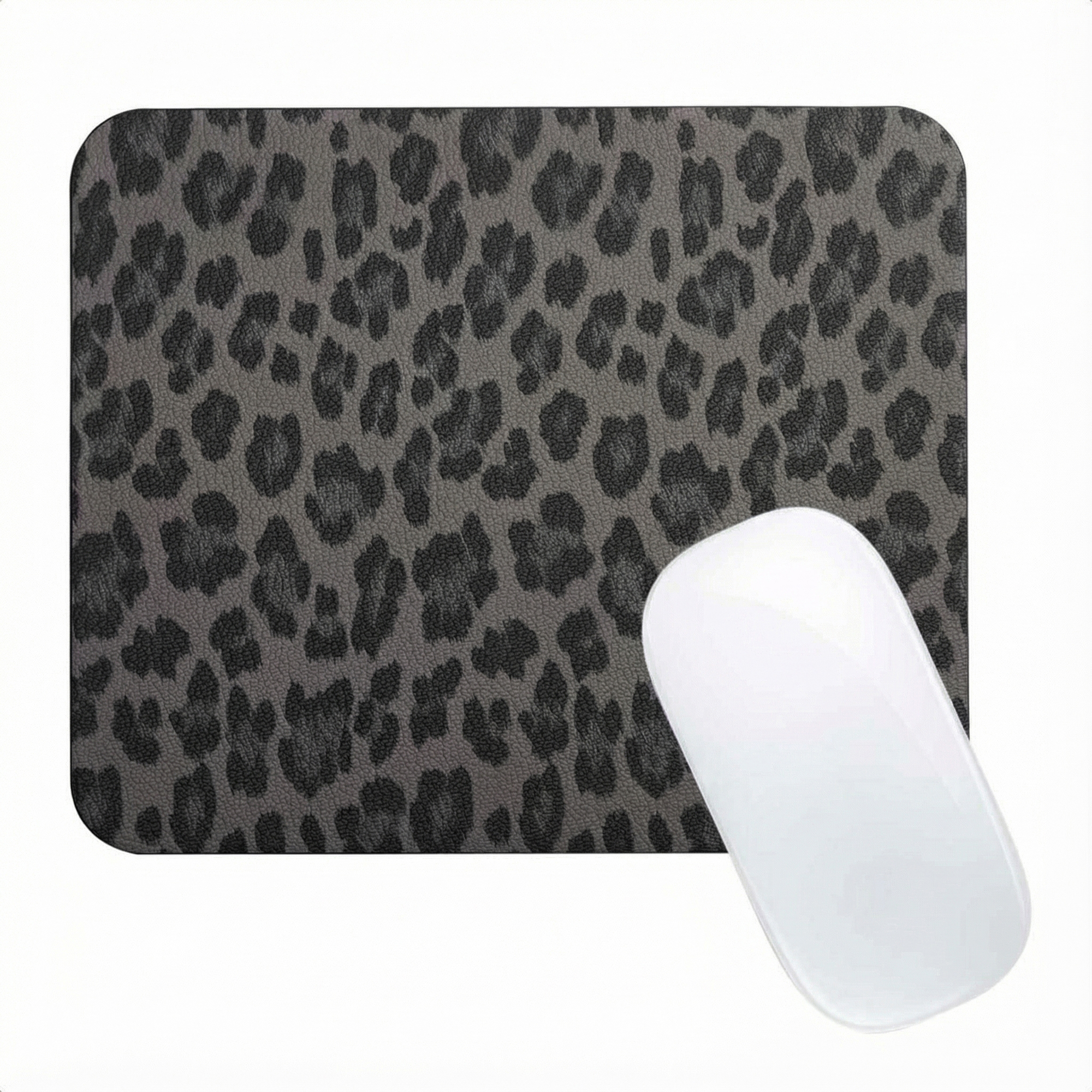Selencia Sabi Kunstleren Muismat met Panterprint - 20 x 24 cm - Midnight Black