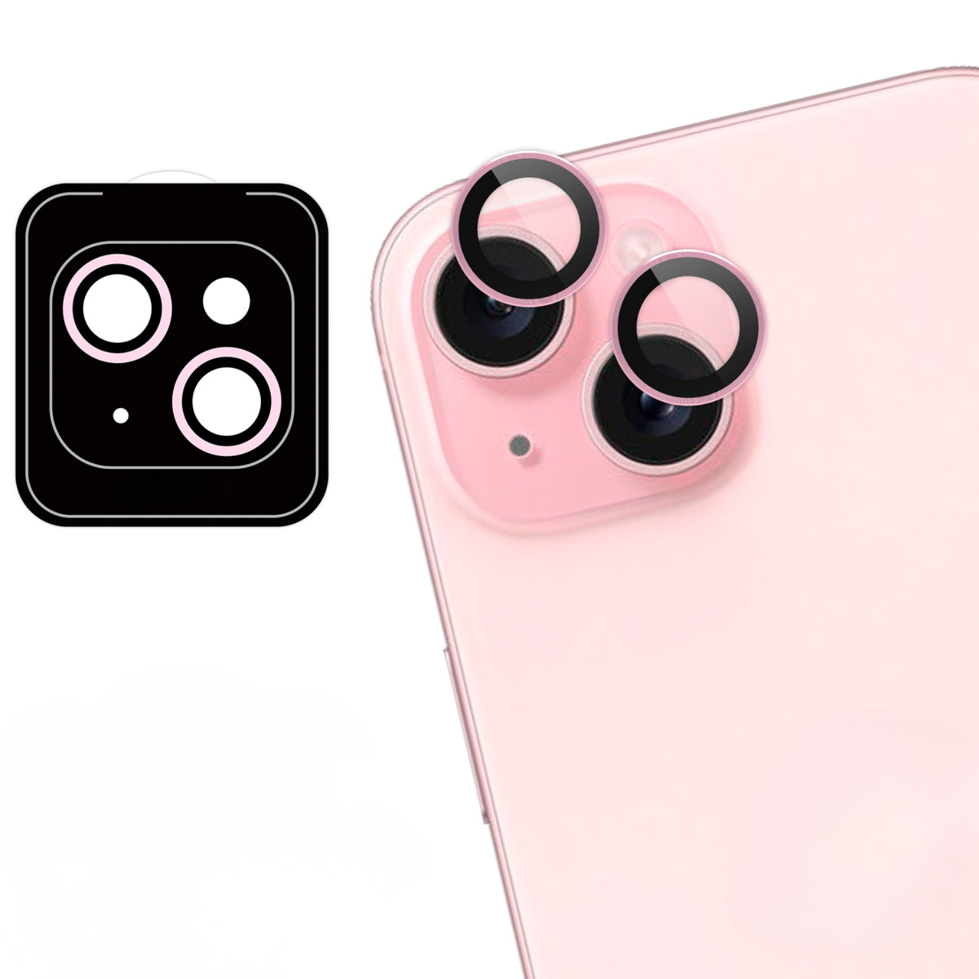 imoshion 2 Pack Camera lens protector voor de Apple iPhone 15 / 15 Plus - Pink