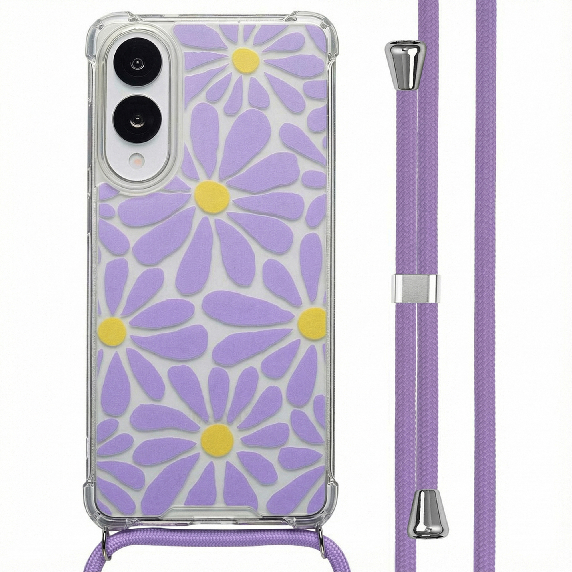 imoshion Design hoesje met koord voor de Samsung Galaxy S25 Edge - Tropical Violet Flowers Connect