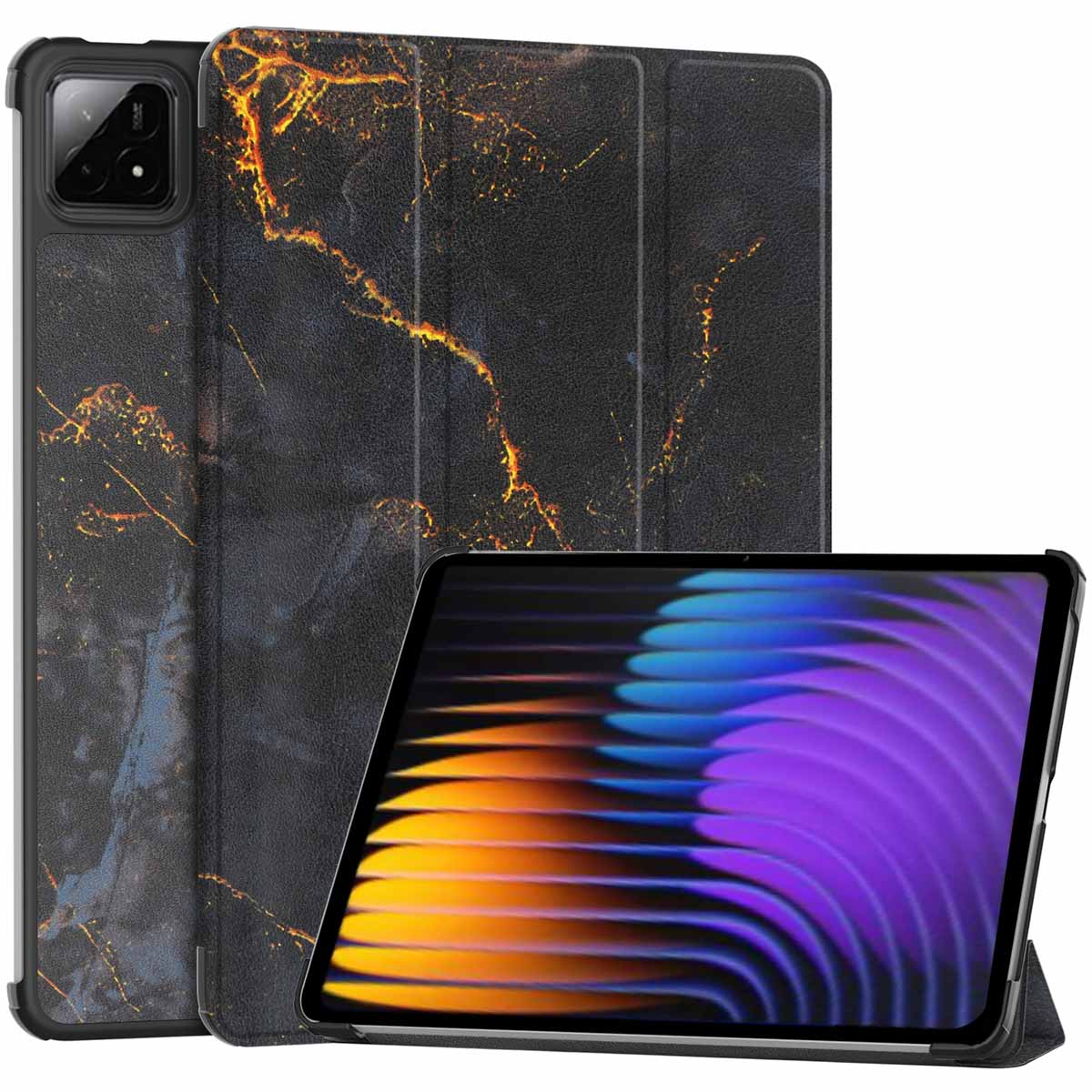 imoshion Coque tablette Design Trifold Xiaomi Pad 7 / 7 Pro / 8 / 8 Pro - Black Marble