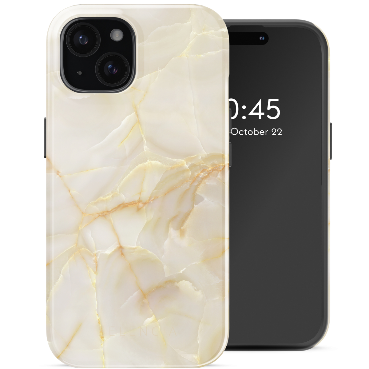 Selencia Vivid Backcover voor de Apple iPhone 15 - Golden Beige Marble