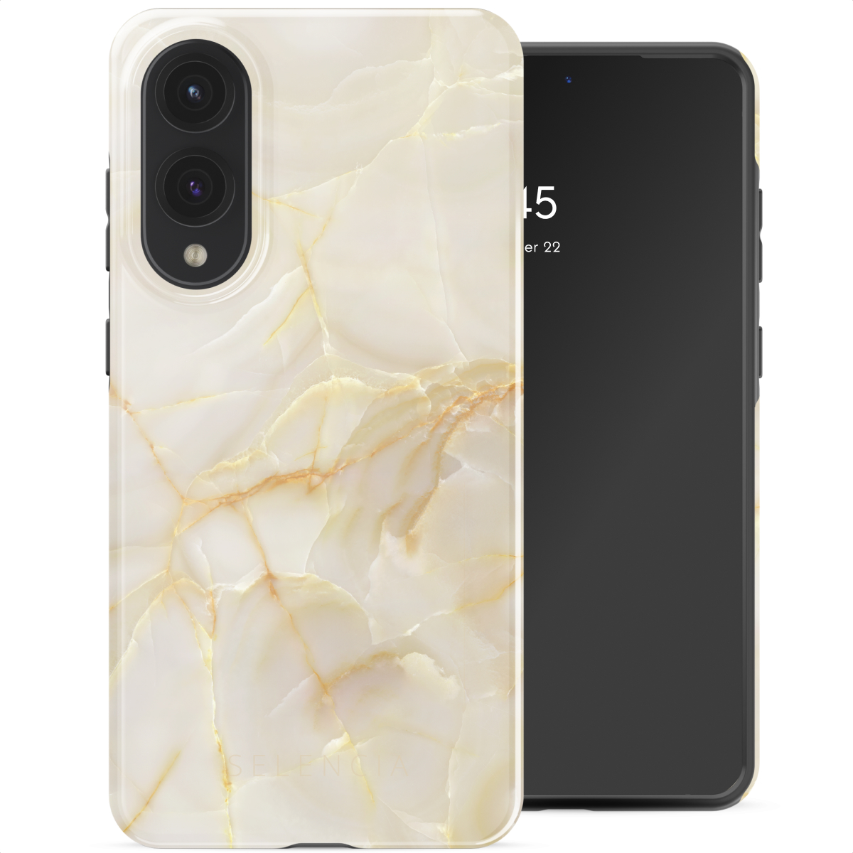 Selencia Coque arrière Vivid Samsung Galaxy S25 Edge - Golden Beige Marble