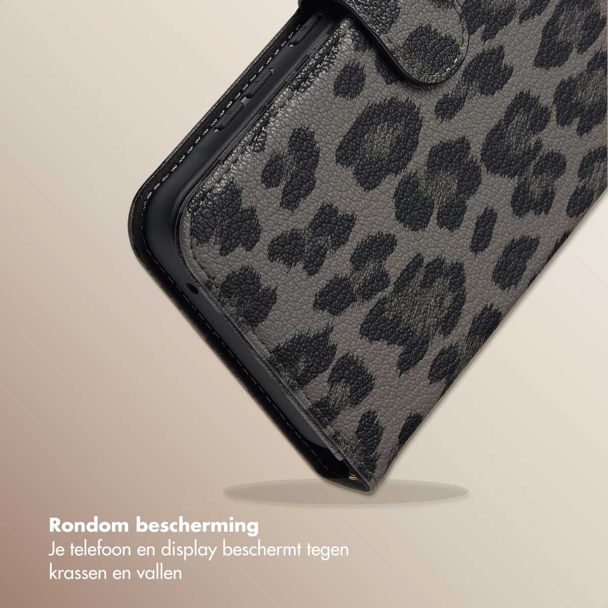 Selencia Sabi Bookcase met Panterprint voor de Samsung Galaxy A35 - Midnight Black