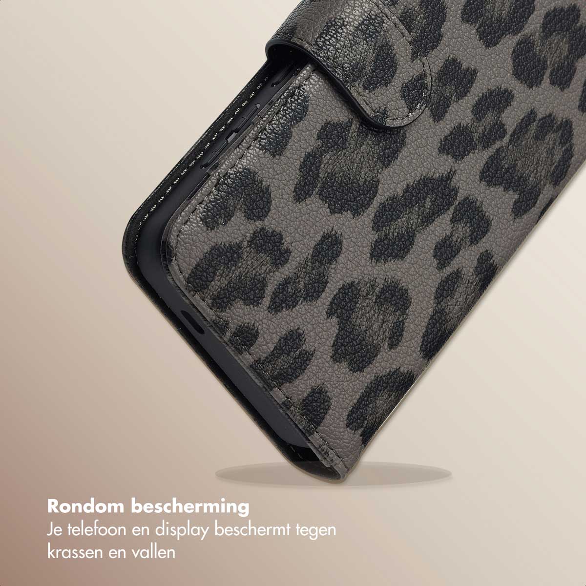Selencia Sabi Bookcase met Panterprint voor de Samsung Galaxy S25 / S24 - Midnight Black