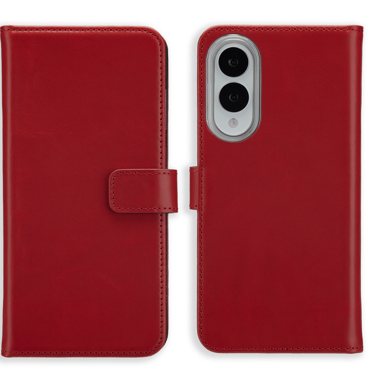 Selencia Echt Leren Bookcase voor de Samsung Galaxy S25 Edge - Rood