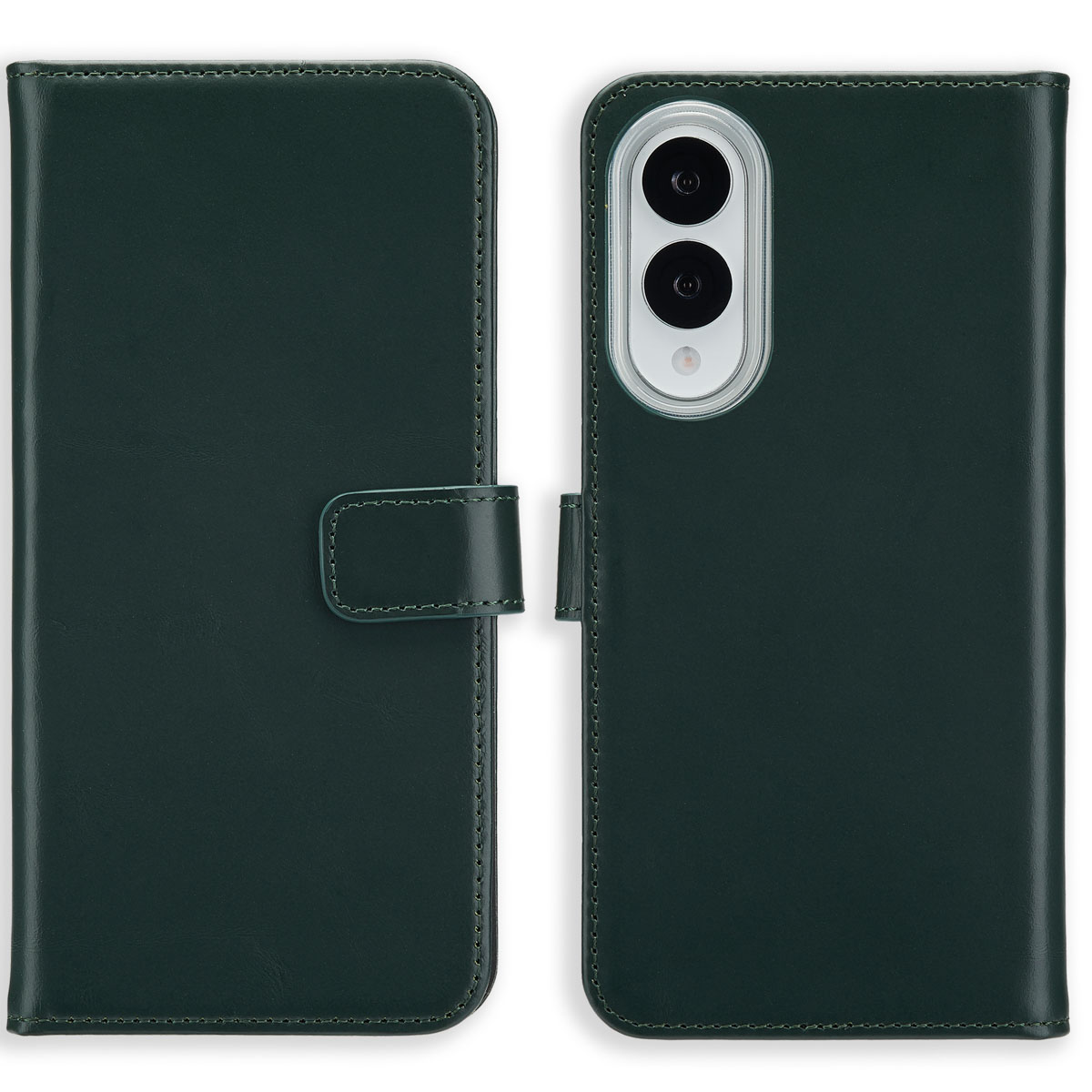 Selencia Echt Leren Bookcase voor de Samsung Galaxy S25 Edge - Groen