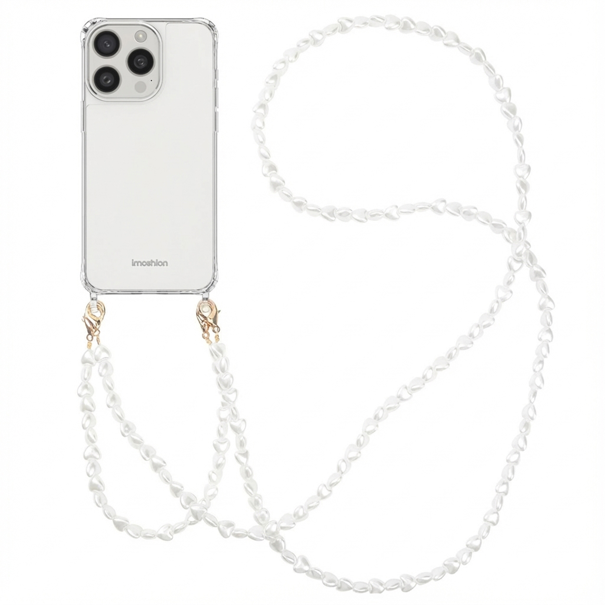 imoshion Coque avec dragonne + bracelet Apple iPhone 15 Pro Max - Perles Cœurs