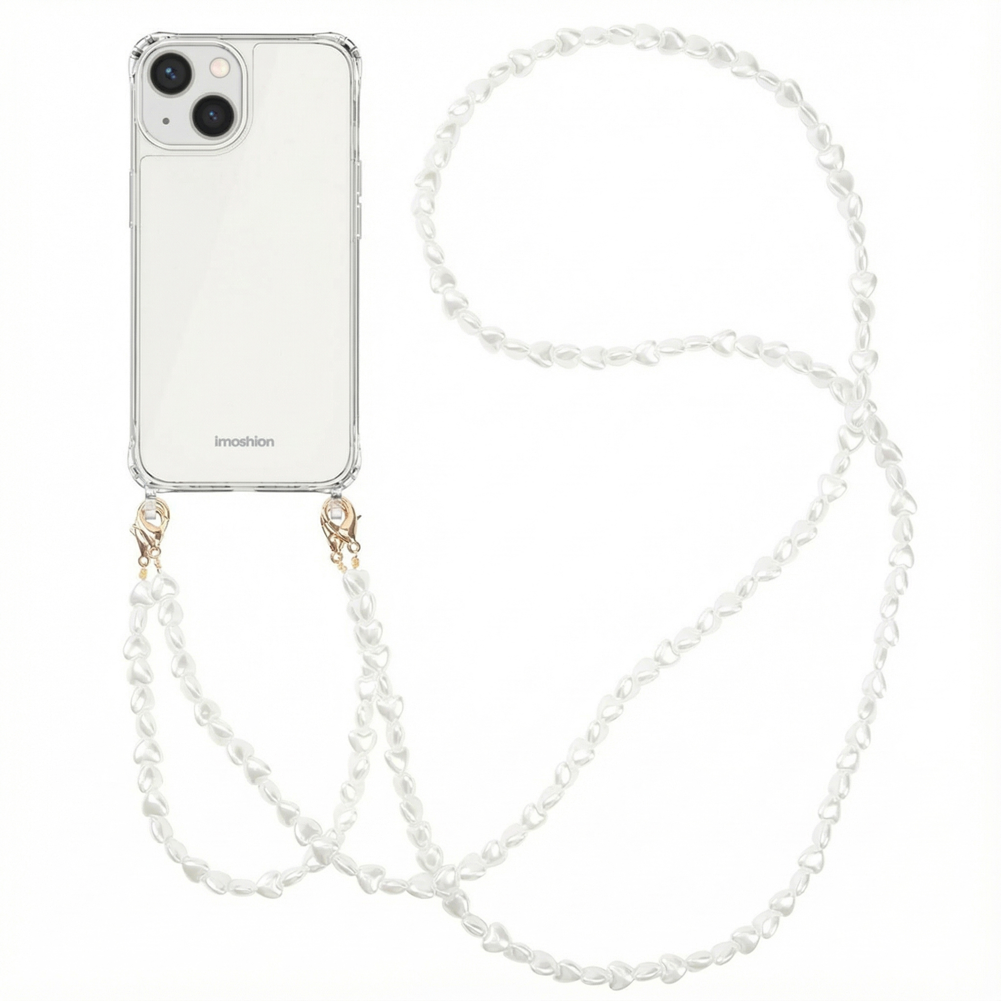 imoshion Backcover met koord + armband voor de Apple iPhone 13 - Parels Hartjes