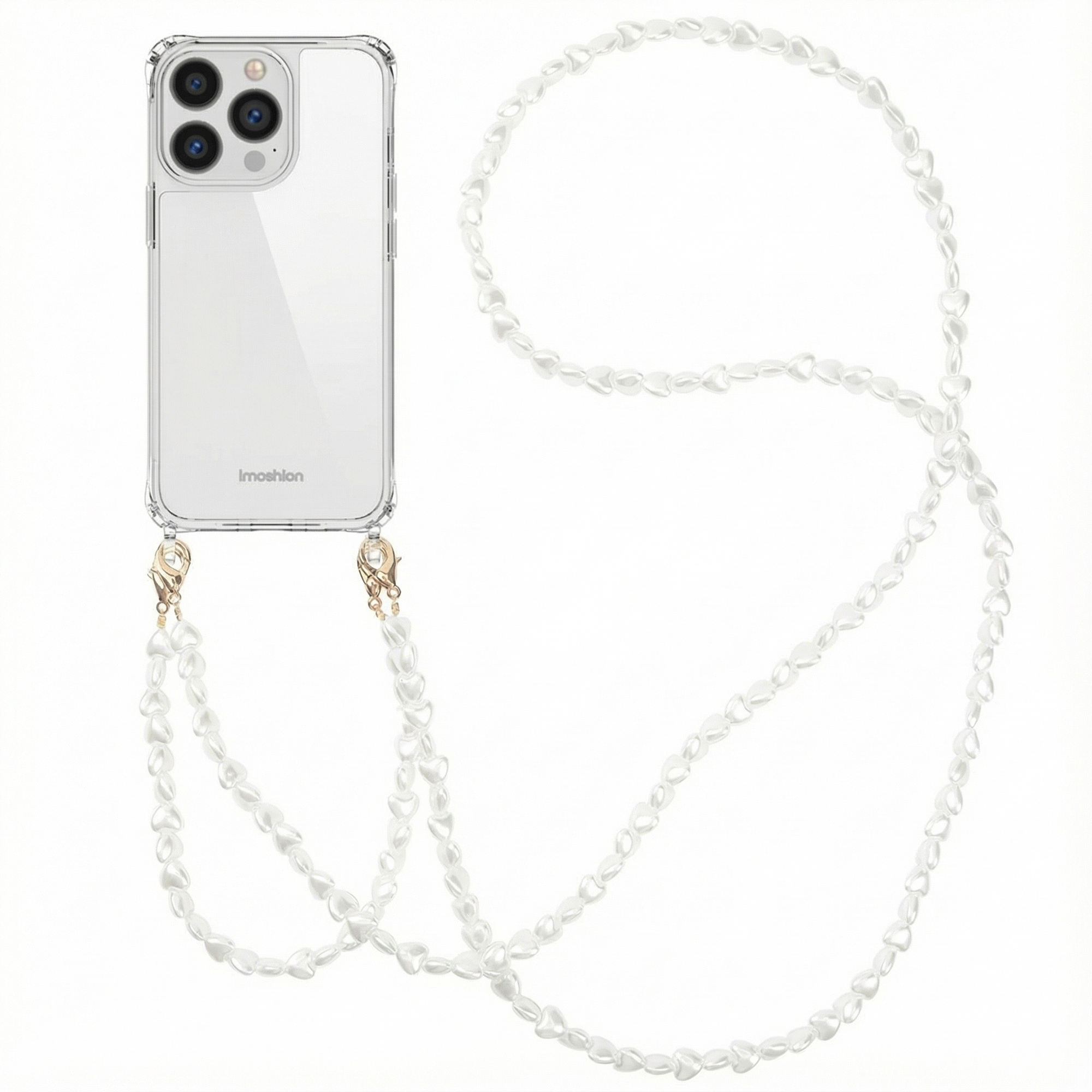 imoshion Coque avec dragonne + bracelet Apple iPhone 13 Pro - Perles Cœurs