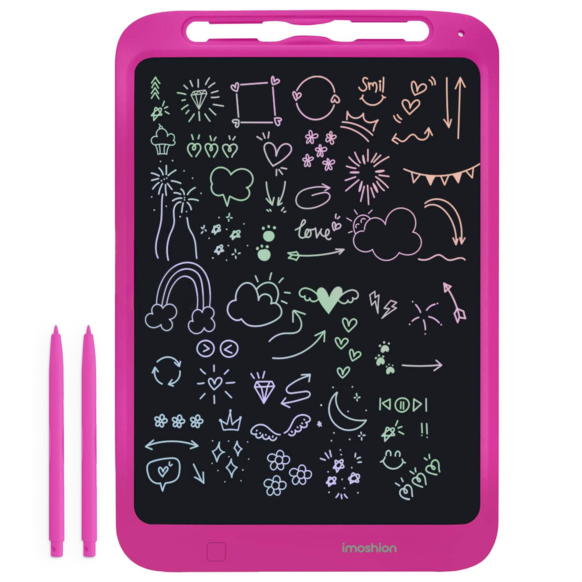 imoshion LCD Tekentablet voor kinderen - Met kleurenscherm en 2 pennen - Hot Pink