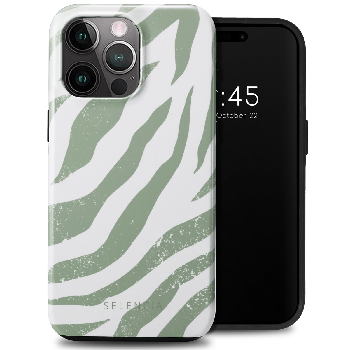 Selencia Coque arrière Vivid Apple iPhone 15 Pro Max - Colorful Zebra Sage Green