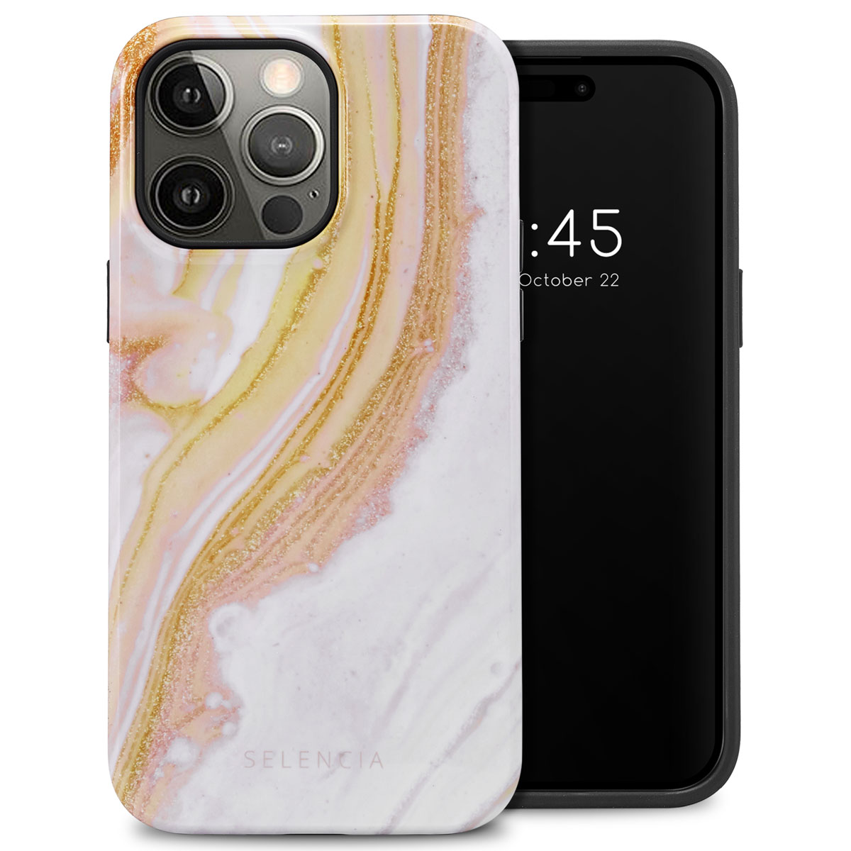 Selencia Coque arrière Vivid Apple iPhone 14 Pro Max - Chic Marble Gold