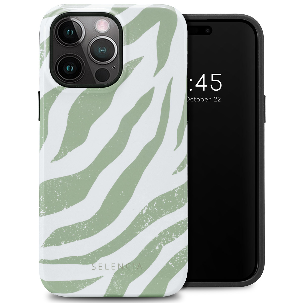 Selencia Coque arrière Vivid Apple iPhone 14 Pro Max - Colorful Zebra Sage Green