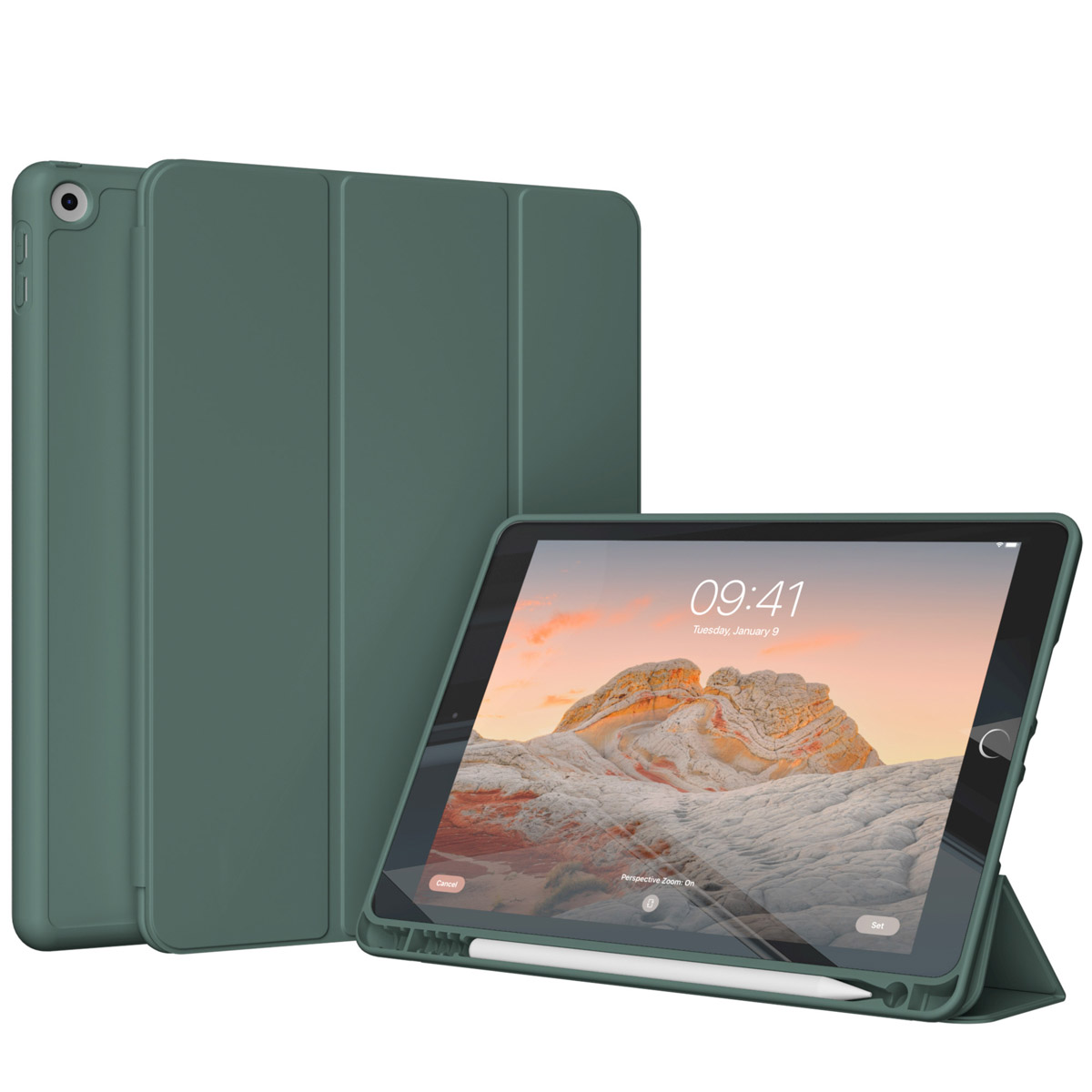 Accezz Smart Silicone Bookcase voor de Apple iPad 6 (2018) 9.7 inch / iPad 5 (2017) 9.7 inch - Donkergroen