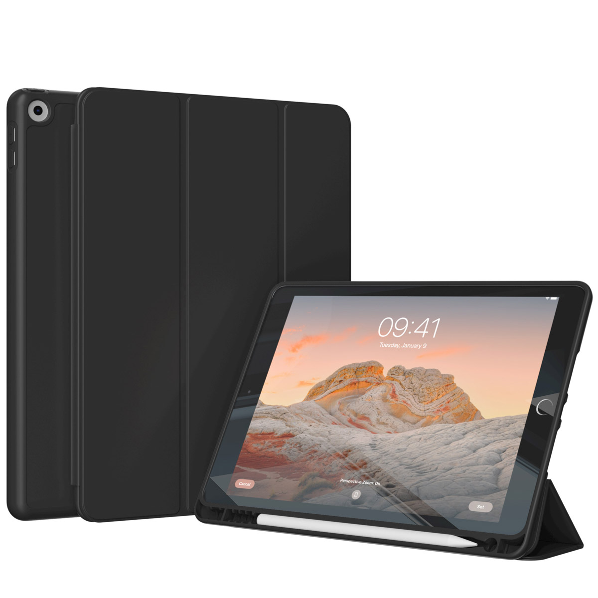 Accezz Smart Silicone Bookcase voor de Apple iPad 9 (2021) 10.2 inch / iPad 8 (2020) 10.2 inch / iPad 7 (2019) 10.2 inch - Zwart