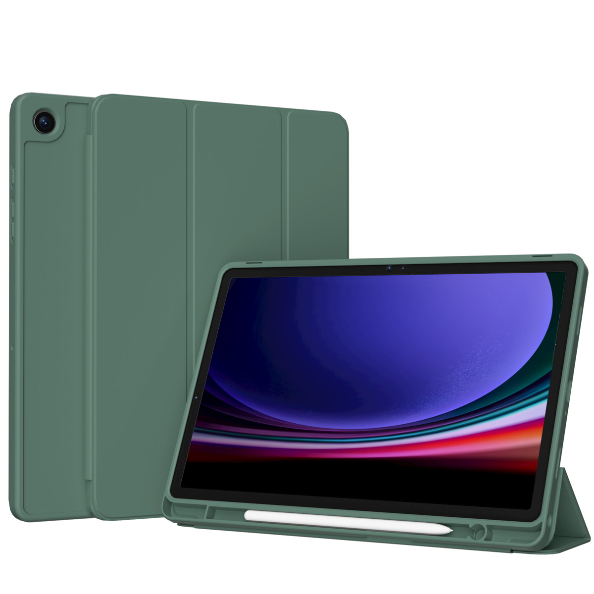 Accezz Smart Silicone Bookcase voor de Samsung Galaxy Tab A9 Plus - Donkergroen