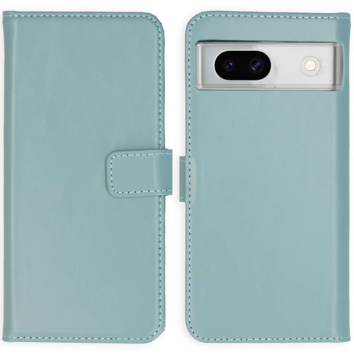 Selencia Echt Leren Bookcase voor de Google Pixel 8a - Air Blue