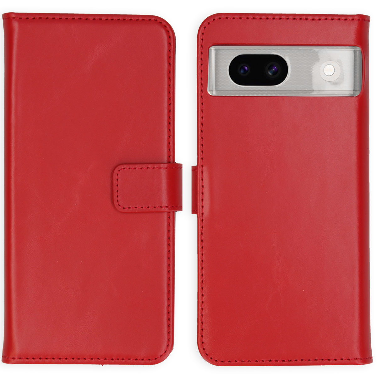 Selencia Echt Leren Bookcase voor de Google Pixel 8a - Rood