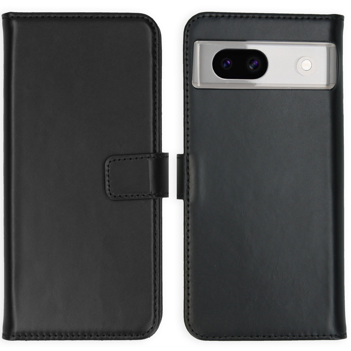 Selencia Echt Leren Bookcase voor de Google Pixel 8a - Zwart